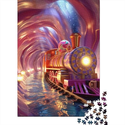 Zug Sternennacht Puzzles 1000 Teile Schwer Puzzle Spielzeug Lernspiel Impossible Herausforderungsspielzeug Für Erwachsene Kinder 1000pcs (75x50cm) von VUDBELAFC