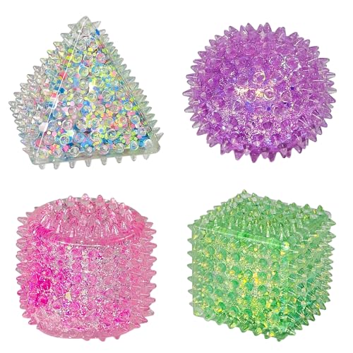 Anti Stressbälle, 4 Stück Glitzer Stress Squeeze Ball Mini Squeeze Cube, Stressball Antistressbälle, Sensorische Erwachsene Stressabbau Squeeze Spielzeug für Stress Angstabbau, Beruhigung von VUL