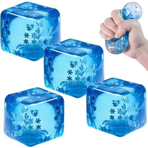 Anti Stressbälle, 4 Stück Squeeze Cube Stress, Eiswürfel Squeeze Ball Stressball Antistressbälle, Sensorische Stressabbau Squeeze Spielzeug für Stress Angstabbau, Beruhigung von VUL