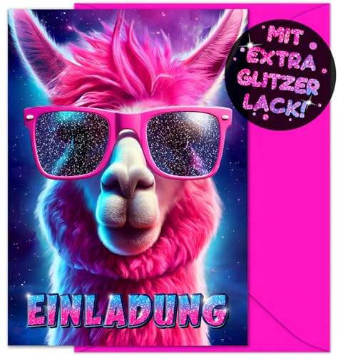 VULAVA 12x GLITZER Lama EINLADUNGSKARTEN KINDERGEBURTSTAG Mädchen Junge + 12x Umschläge - die Alpaka PARTY Karten sind die Lama EINLADUNG für Mädchen Kinder GEBURTSTAG Einladung Pferde Einhorn VULAVA 12x GLITZER Lama EINLADUNGSKARTEN KINDERGEBURTSTAG Mädchen Junge + 12x Umschläge - die Alpaka PARTY Karten sind die Lama EINLADUNG für Mädchen Kinder GEBURTSTAG Einladung Pferde Einhorn von VULAVA