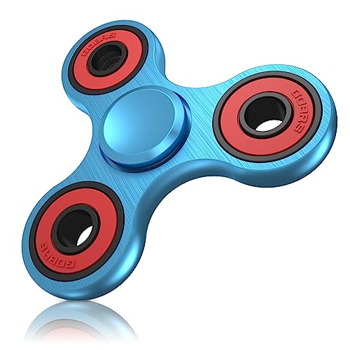 Vunake Fidget Spinner Metall Fidget Toy Hand Spinner Edelstahl Lager 2-5 Min Hochgeschwindigkeit Finger Spinner ADHD Anti Stress Angst Spielzeug Tri-Spinner Fidget Toys für Erwachsene Kinder-Blau von VUNAKE