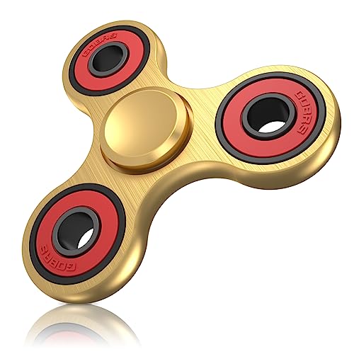 Vunake Fidget Spinner Metall Fidget Toys Hand Spinner Edelstahl Lager 2-5 Min Hochgeschwindigkeit Finger Spinner ADHD Anti Stress Angst Spielzeug Tri-Spinner Fidget Toy für Erwachsene Kinder-Gold von VUNAKE