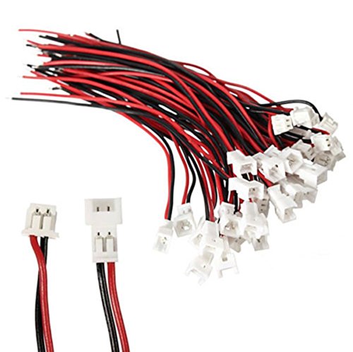 VUNIVERSUM 10 Paar (20 Stück) 2Pin 1.25mm 1,25mm SH Mikro Micro JST Premium Stecker Buchse inkl. 10cm 26AWG Silikon Kabel Lipo Akku Modellbau von VUNIVERSUM