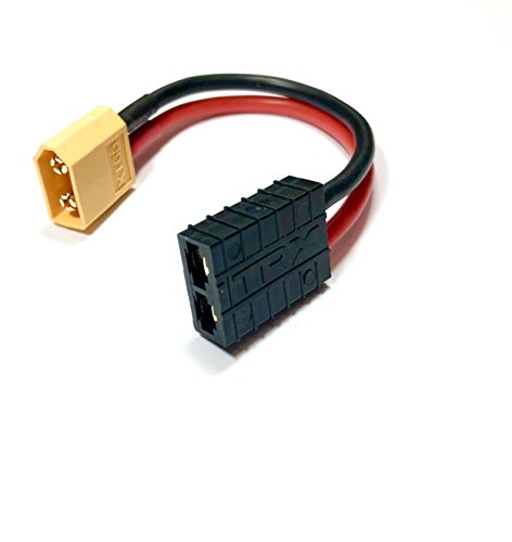 1x Stück Premium Adapter XT60 Stecker Male auf Traxxas TRX Buchse Female 10cm 14AWG Kabel Hochstromstecker Goldstecker Adapterkabel für Lipo Akku Batterie Modellbau von VUNIVERSUM