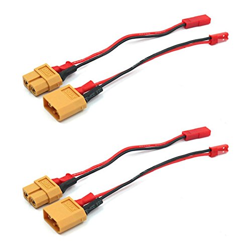VUNIVERSUM 4X Stück Premium Adapter Set XT60 Stecker Buchse Male Female auf JST BEC Male Female Hochstromstecker Goldstecker Adapterkabel 15cm 20AWG für Lipo Akku Batterie von Mr.Stecker Modellbau® von VUNIVERSUM