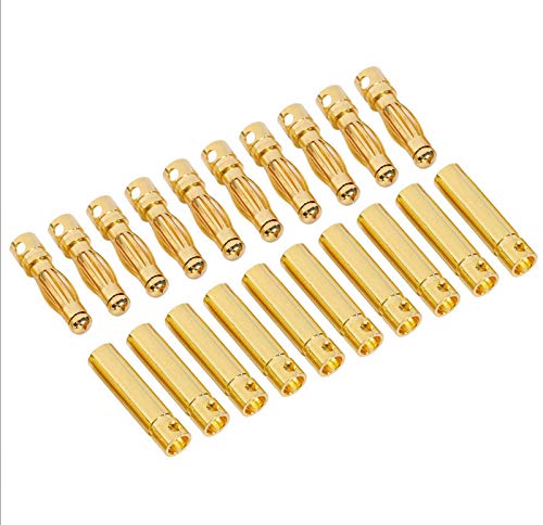 VUNIVERSUM 10 Paar (20 Stück) 4mm 4.0mm Goldkontaktstecker Bananenstecker Goldstecker Stecker Buchse Männlich Weiblich Lipo Akku ESC Brushless Motor Modellbau von VUNIVERSUM