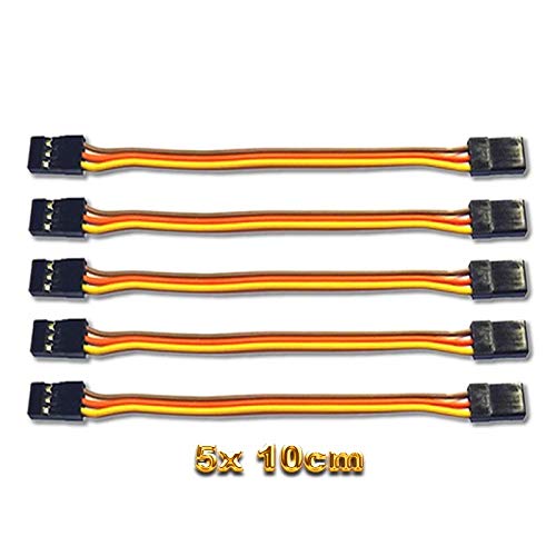 VUNIVERSUM 5 Stück 10cm Servo Patch Kabel Patchkabel Servokabel Verlängerung Male to Male JR Graupner Stecker 26AWG 3PIN Stecker zu Stecker Qualität von Mr. Stecker Modellbau® von VUNIVERSUM