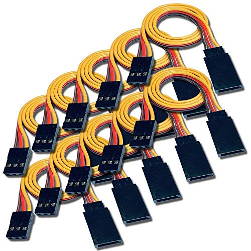 VUNIVERSUM 20 Stück Premium 50cm Servo Verlängerung Kabel Servokabel Verlängerungskabel mit JR Graupner Stecker auf Buchse Male Female 26AWG 3PIN Flach Mr. Stecker Modellbau® von VUNIVERSUM