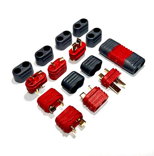 VUNIVERSUM 10 Paar (20 Stück) Original Amass Premium T-Dean T-Stecker Dean Goldstecker Stecker Buchse Male Female mit Kabel Schutzkappen Verpolsicher Hochstromstecker für Lipo Akku Modellbau von VUNIVERSUM