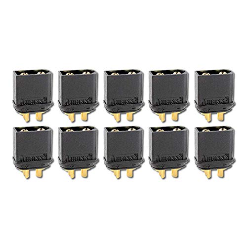 10x Stück Original Amass Premium XT60H XT60 Goldstecker Schwarz Stecker Male Männlich inkl. Kabel Schutzkappen 2Pin Verpolsicher Hochstromstecker 60A für Lipo Akku RC von Mr. Stecker Modellbau® von VUNIVERSUM
