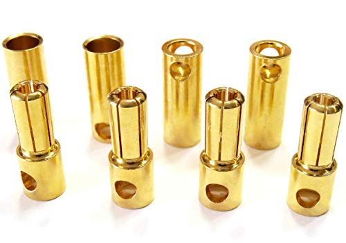 VUNIVERSUM 10 Paar (20 Stück) 5mm 5,0mm 5.0mm Goldkontaktstecker Goldstecker Stecker Buchse Male Female Hochstrom für Lipo Akku ESC Motor RC 120A von Mr.Stecker Modellbau® von VUNIVERSUM