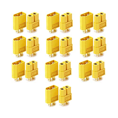 10 Paar (20 Stück) Original Premium XT60 Goldstecker Stecker Buchse Male Female 2Pin Verpolsicher Hochstromstecker für Lipo Akku RC 60A Gelb von Mr. Stecker Modellbau® von VUNIVERSUM