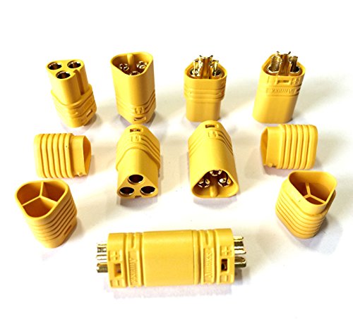 VUNIVERSUM 10 Paar (20 Stück) Premium Amass MT60 3Pin Goldstecker Stecker Buchse für Multirotor Copter Drohne Brushless Motor auf Regler 60A von VUNIVERSUM