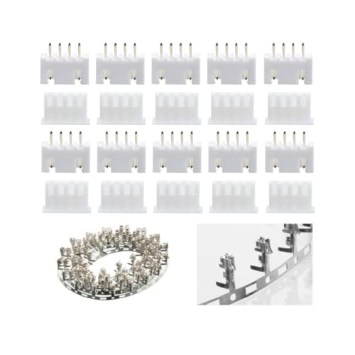 VUNIVERSUM 10 Paar (20 Stück) XH 3s 4Pin JST XH 2.5mm Balancer Premium Mini Stecker Buchse Crimp Set für Lipo Akku Male Female Pins RC Modellbau von VUNIVERSUM
