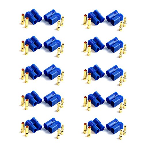 VUNIVERSUM 10 Paar 20 Stück Original EC3 Premium Goldstecker Stecker Buchse Male Female 3,5mm Steckverbinder Goldkontaktstecker 60A Lipo Akku ESC RC Modellbau von VUNIVERSUM