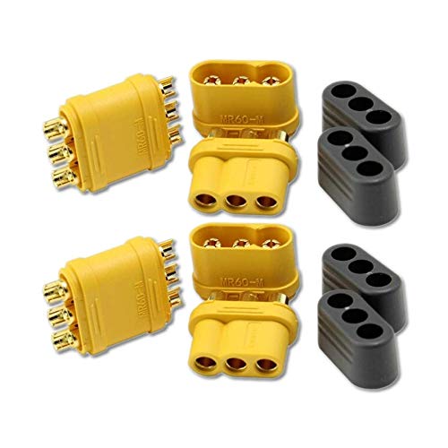 VUNIVERSUM 10 Paar Premium MR60 3Pin Goldstecker Stecker Buchse für Multirotor Copter Brushless Motor auf Regler Verpolungsicher Male Female Steckverbindung 60A Modellbau von VUNIVERSUM