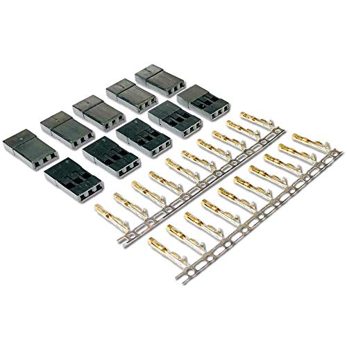 VUNIVERSUM 10x Stück Servo Stecker Female Crimp Set Metal Pins Vergoldet Goldstecker kompatibel zu JR Graupner RC Modellbau von VUNIVERSUM