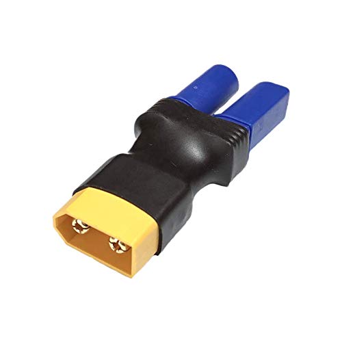 VUNIVERSUM 1x Stück Premium Adapter XT60 Male Stecker auf EC5 Buchse Female Hochstromstecker Goldstecker Adapterkabel für Lipo Akku Batterie Modellbau von VUNIVERSUM