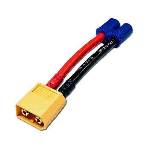 VUNIVERSUM 1x Stück Premium Adapter XT60 Stecker Male auf EC3 Male 5cm 12AWG Kabel Hochstromstecker Goldstecker Adapterkabel für Lipo Akku Batterie RC Modellbau® von VUNIVERSUM