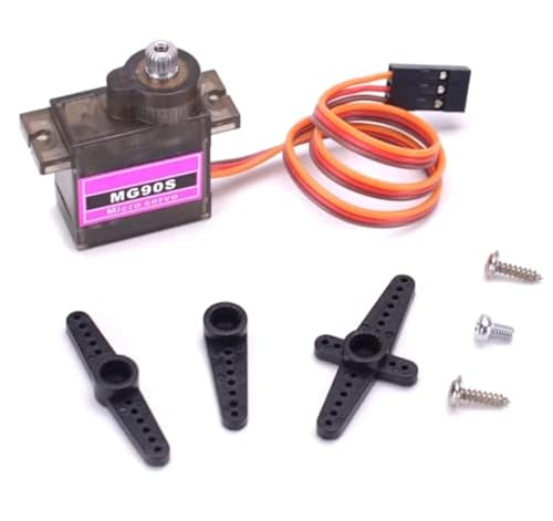 VUNIVERSUM 1x Stück Premium Mini Servo MG90S 100% Metallgetriebe mit 3Pin JR Stecker 25cm 22AWG Kabel für RC Copter Drohne DIY Hubschrauber Robot von VUNIVERSUM
