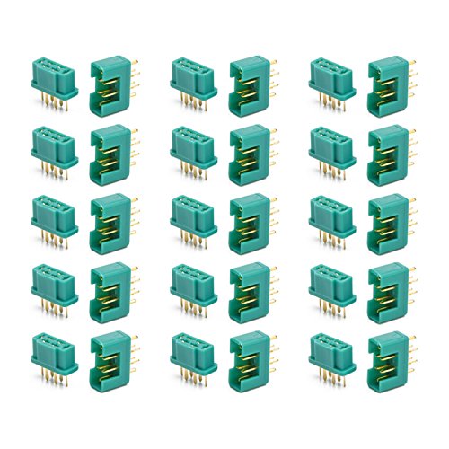 VUNIVERSUM 20 Paar (40 Stück) Premium MPX Hochstromstecker Goldstecker 6PIN 6P Stecker Buchse Male Female 6 Polig 35A Vergoldet kompatibel zu Multiplex Modellbau von VUNIVERSUM