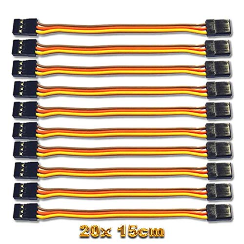 VUNIVERSUM 20 Stück 15cm Premium Servo Patch Kabel Patchkabel Servokabel Verlängerung Male to Male JR Graupner Stecker 26AWG 3PIN Stecker zu Stecker Qualität von Mr. Stecker Modellbau® von VUNIVERSUM