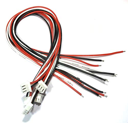 VUNIVERSUM 20 Stück Premium 2s 3PIN JST-XH Lipo Akku 7,4V Balancer Kabel Lead Balancerkabel 30cm 24AWG mit Female XH Stecker Buchse Enden 3mm Verzinnt Modellbau von VUNIVERSUM