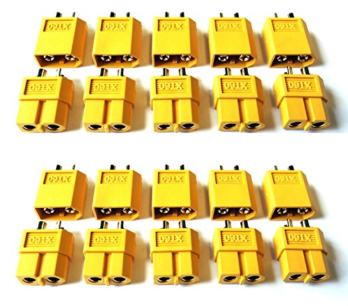 VUNIVERSUM 25x Paar (50 Stück) Original Premium XT60 Goldstecker Stecker Buchse Male Female 2Pin Verpolsicher Hochstromstecker für Lipo Akku RC 60A Gelb von Mr. Stecker Modellbau® von VUNIVERSUM