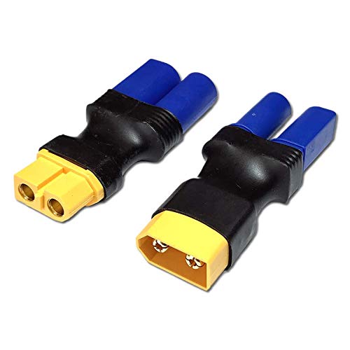 VUNIVERSUM 2er Set Premium Adapter XT60 auf EC5 Male Female Stecker Buchse Kabel Hochstromstecker Goldstecker Adapterkabel für Lipo Akku Batterie 60A von VUNIVERSUM