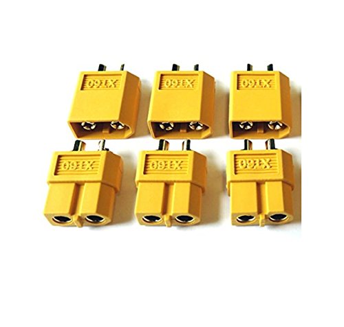 3X Paar (6 Stück) Original Premium XT60 Goldstecker Stecker Buchse Male Female 2Pin Verpolsicher Hochstromstecker für Lipo Akku RC 60A Gelb von Mr. Stecker Modellbau® von VUNIVERSUM
