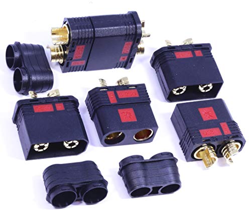 VUNIVERSUM 4 Paar (8 Stück) Original Antiblitz Hochstrom QS8S QS8 8mm 2Pin Goldstecker Steckverbinder Verpolsicher Schwarz bis 180A Fahrrad Lipo Akku Copter Modellbau von VUNIVERSUM