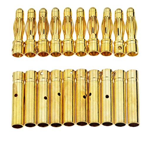 VUNIVERSUM 50 Paar (100 Stück) 4mm 4 mm 4.0mm 4,0mm Goldkontaktstecker Bananen Goldstecker Stecker Buchse Male Female Männlich Weiblich Lipo Akku ESC Modellbau von VUNIVERSUM