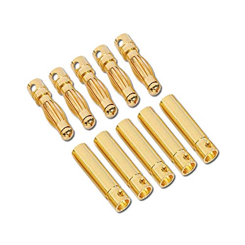 VUNIVERSUM 6 Paar (12 Stück) 4mm 4 mm 4.0mm 4,0mm Goldkontaktstecker Bananen Goldstecker Stecker Buchse Male Female Männlich Weiblich Lipo Akku ESC von Mr.Stecker Modellbau® von VUNIVERSUM