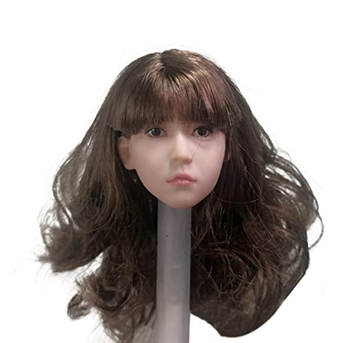 VUSLA 1/6 Scale Beauty Head Carving with Brown Curly Hair Qi Bangs Little Girl Head for 12 Inch Female Action Figure Body von VUSLA