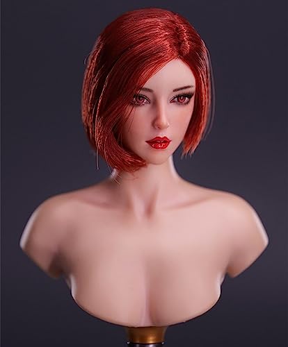 VUSLA 1/6 Scale European and American Head Sculpt with Black Hair for 12" Female Body Hot Toys (A-Red Brown Hair) von VUSLA
