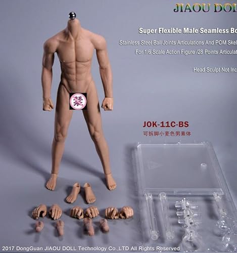 VUSLA JOK-11C-BS 1/6 Scale Super Flexible Male Muscular Seamless Body 10 Inch Collectible Action Figure (Wheat Skin, no Head Sculpture) von VUSLA