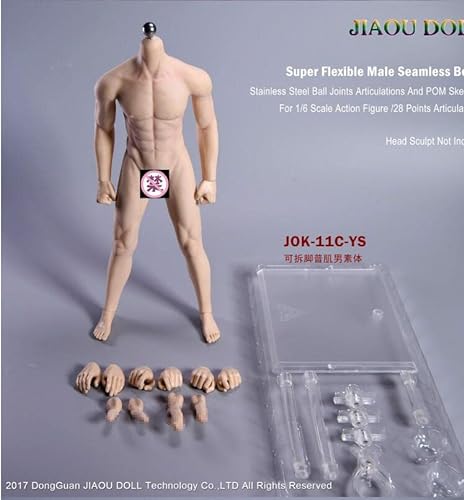 VUSLA JOK-11C-YS 1/6 Scale Super Flexible Male Muscular Seamless Body 10 Inch Collectible Action Figure (Pale Skin, no Head Sculpture) von VUSLA