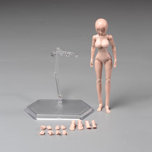 VUSLB 1/12 Scale Flexible weiblich ActionFigurn Body Pale/Suntan Skin 6" weiblich militär Figur Kopf Body with Kopf & Stand Model Collectible (Pale Skin Middle Bust) von VUSLB
