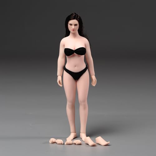 VUSLB 1/12 Scale weiblich ActionFigurn 6inch Super-Flexible Slightly Fat Pale Skin Large Bust ActionFigurn Doll Collection Model with Kopf (White Skin) von VUSLB