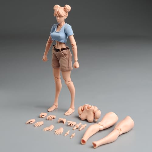VUSLB 1/12 Scale weiblich ActionFigurn Body 6inch Super Flexible Girl Figur Body Doll with Kopf & Replaceable Chest Legs Accessory Model Collection(Suntan Skin) von VUSLB