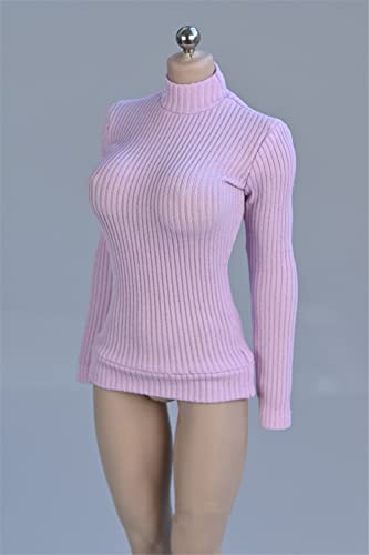 VUSLB 1/6 Scale Female Figure Clothes,Female Stretch Tight Sweater Thick Striped Bottoming Shirt Costume for 12inch PH TBL JO Action Figure Body (Rose-Pink) von VUSLB
