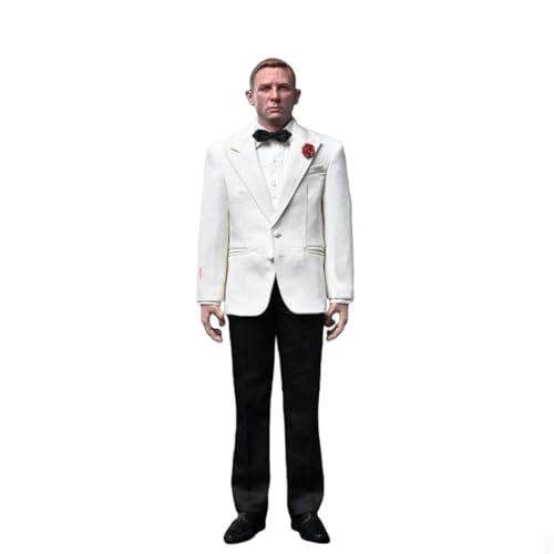 VUSLB 1/6 Scale Mann militär Suit Set 12inch Figur Model Daniel Craig ActionFigurn with Body,Kopf Full Set Collection Fit NOVO STUDlO Toys (White) von VUSLB