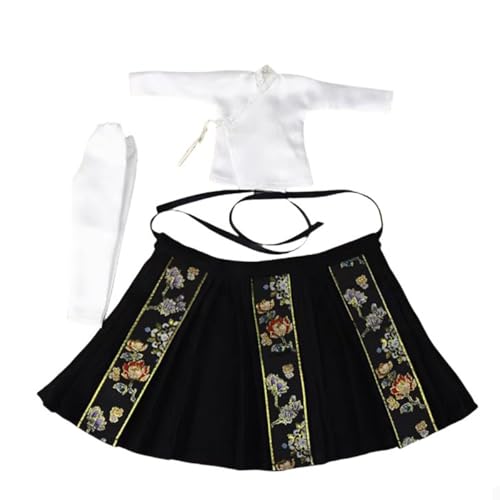 VUSLB 1/6 Scale militär Chinese Style Horse-Face Skirt Ancient weiblich Embroidery Kleid Kleidung fit for 12inch ActionFigurn Body (Black Horse Face Skirt + Underwear) von VUSLB