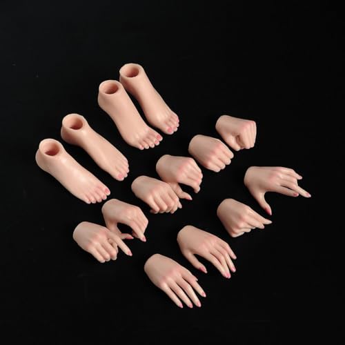 VUSLB 1/6 Scale weiblich ActionFigurn Body Accessories Make Up Model 5 Pairs Hand Shape 2 Pairs Feet Model Fit 12inch Solider ActionFigurn Body Doll(Tan Skin) von VUSLB
