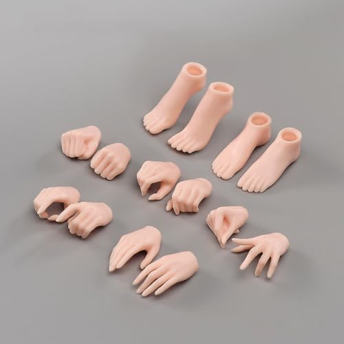 VUSLB 1/6 Scale weiblich ActionFigurn Body Accessories weiblich 5 Pairs Hand Shape 2 Pairs Feet Model Fit 12inch AB001 TBL JIAOU Solider ActionFigurn Body Doll (Pale Skin) von VUSLB