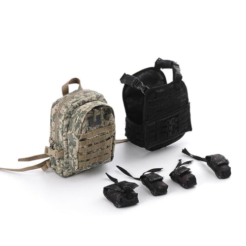 VUSLB AS037 1/6 Scale militär Backpack Set Mann ActionFigurn Chest Hanging Toolkit Accessory fit 12inch ActionFigurn Collectible (Black Chest Hanging) von VUSLB