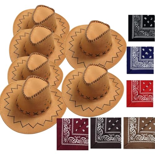VVAULT Cowboyhut und Bandana-Set, Cowgirl-Hüte, Filz, Cowboy-Party-Hüte, Großpackung, Western-Bandanas für Kostüm, Party, Gastgeschenke, 12-teiliges Set VVAULT Cowboyhut und Bandana-Set, Cowgirl-Hüte, Filz, Cowboy-Party-Hüte, Großpackung, Western-Bandanas für Kostüm, Party, Gastgeschenke, 12-teiliges Set von VVAULT