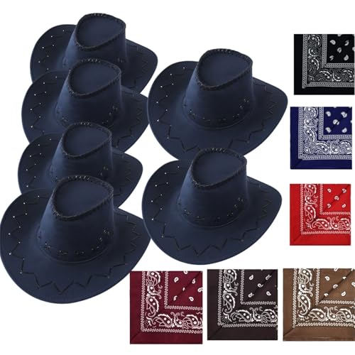 VVAULT Cowboyhut und Bandana-Set, Cowgirl-Hüte, Filz, Cowboy-Party-Hüte, Großpackung, Western-Bandanas für Kostüm, Party, Gastgeschenke, 12-teiliges Set VVAULT Cowboyhut und Bandana-Set, Cowgirl-Hüte, Filz, Cowboy-Party-Hüte, Großpackung, Western-Bandanas für Kostüm, Party, Gastgeschenke, 12-teiliges Set von VVAULT