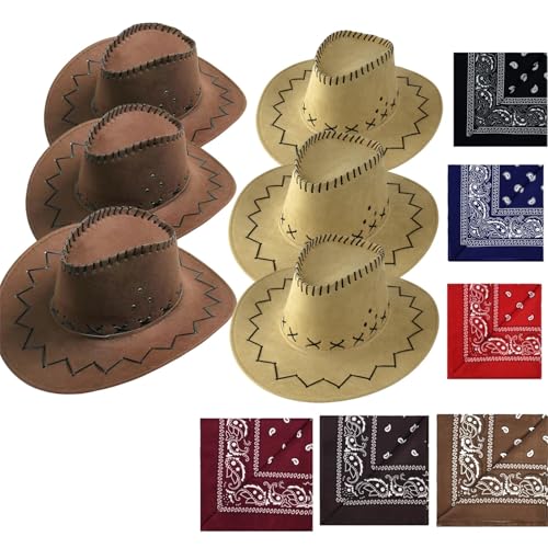 VVAULT Cowboyhut und Bandana-Set, Cowgirl-Hüte, Filz, Cowboy-Party-Hüte, Großpackung, Western-Bandanas für Kostüm, Party, Gastgeschenke, 12-teiliges Set VVAULT Cowboyhut und Bandana-Set, Cowgirl-Hüte, Filz, Cowboy-Party-Hüte, Großpackung, Western-Bandanas für Kostüm, Party, Gastgeschenke, 12-teiliges Set von VVAULT