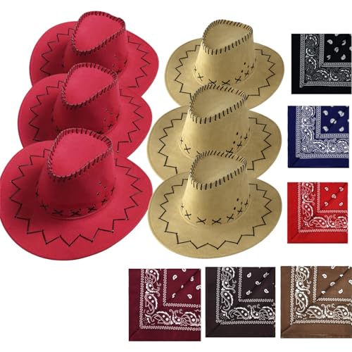 VVAULT Cowboyhut und Bandana-Set, Cowgirl-Hüte, Filz, Cowboy-Party-Hüte, Großpackung, Western-Bandanas für Kostüm, Party, Gastgeschenke, 12-teiliges Set VVAULT Cowboyhut und Bandana-Set, Cowgirl-Hüte, Filz, Cowboy-Party-Hüte, Großpackung, Western-Bandanas für Kostüm, Party, Gastgeschenke, 12-teiliges Set von VVAULT